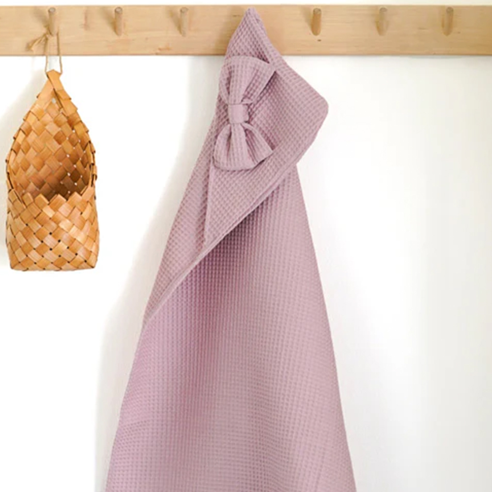 Absorbent 100% cotton waffle bath wrap curated for high-end B2B nursery product wholesale