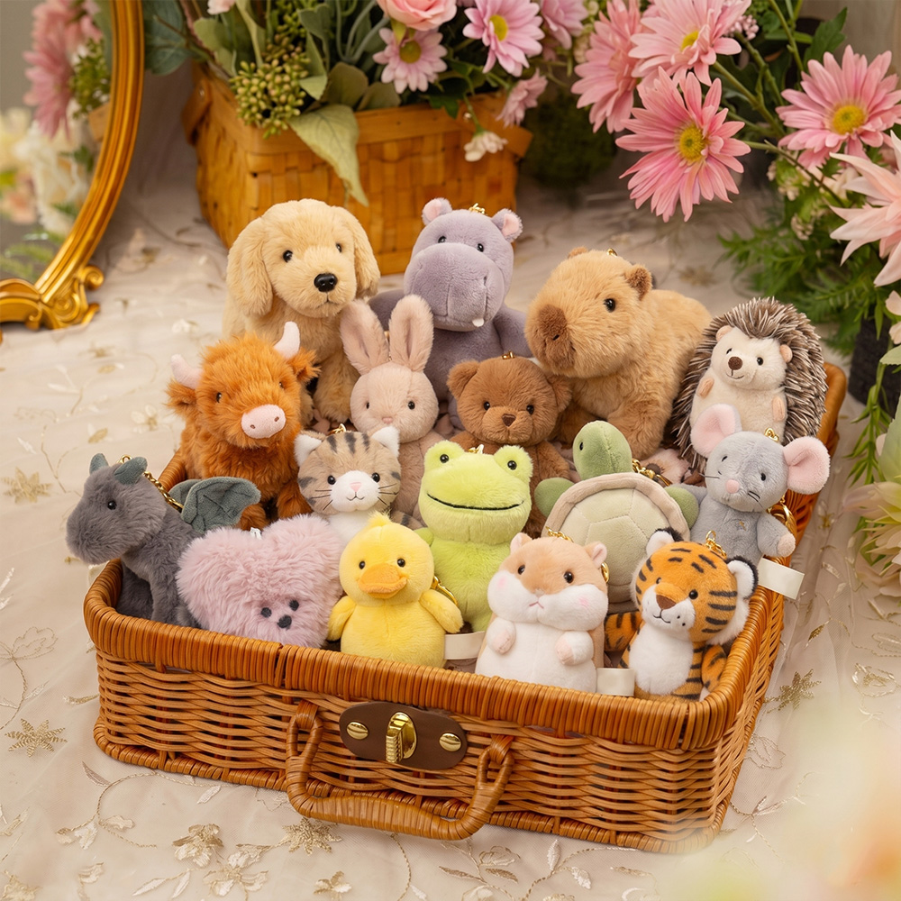Wholesale collection of custom plush bag charms and keychains