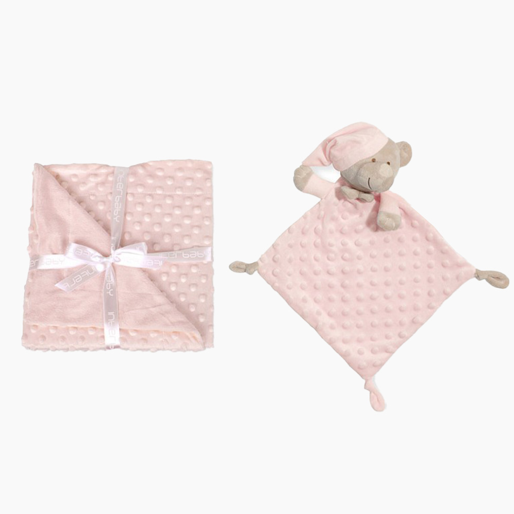 Contract manufacturing for dotted minky blanket and animal head soothing towel sets in bulk orders