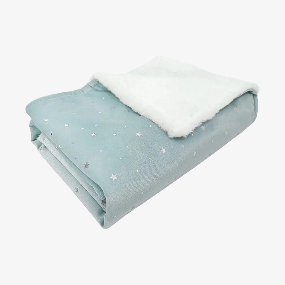 Folded Dual-Layer Flannel and Ultra-Soft Faux Fur Blanket for Baby Gift Sets