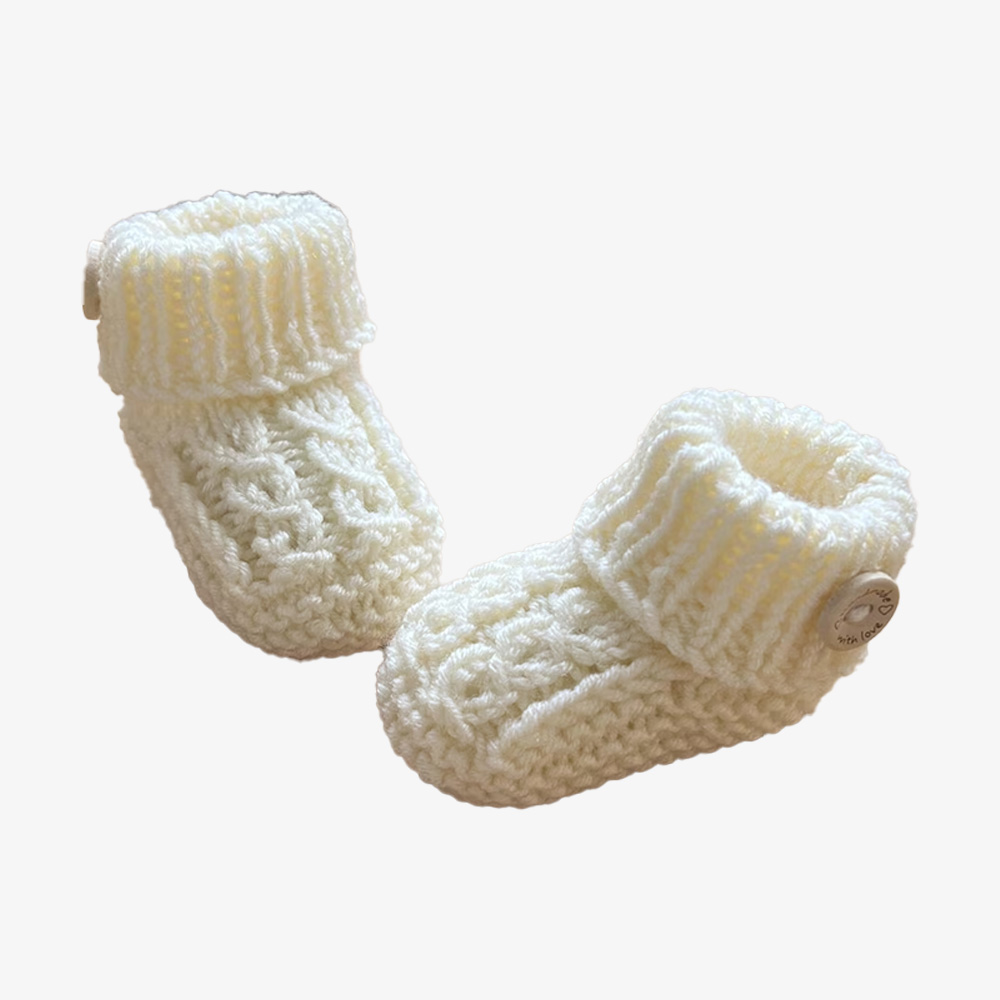 Classic Mock Cable Knit Baby Booties