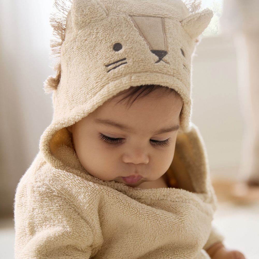 Soft terry lamb-shaped infant robe produced for international private label nursery brands