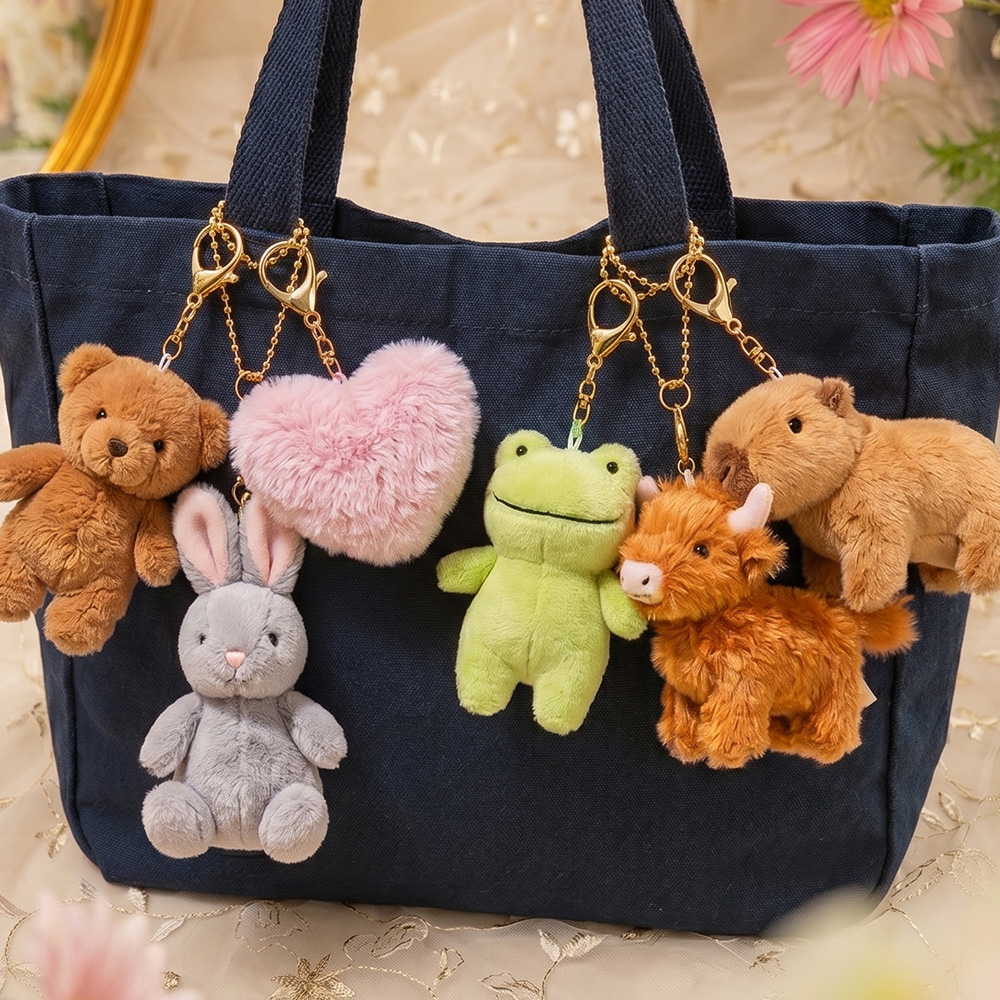 Fashionable plush bag charms set for boutique wholesale