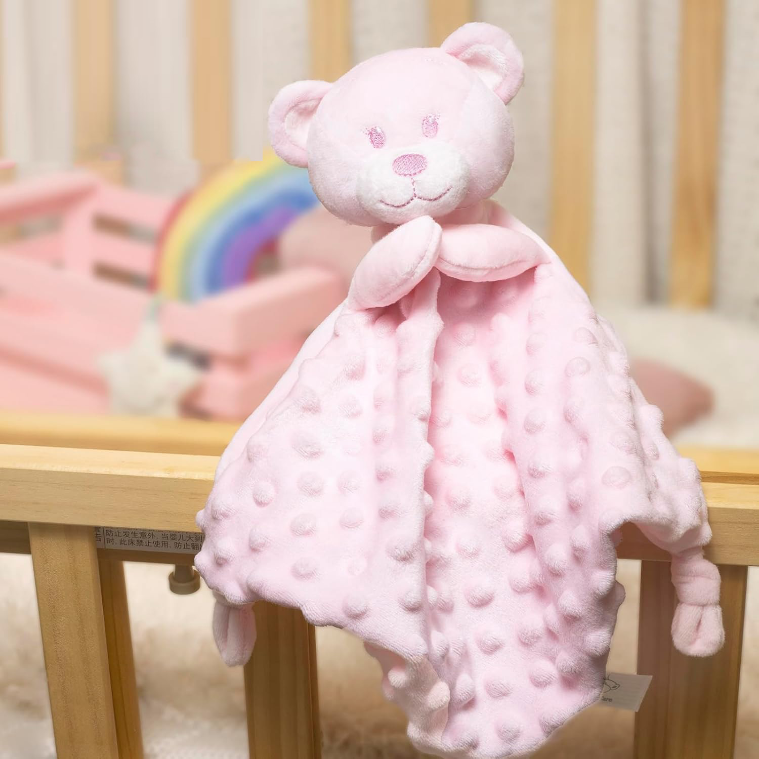 Soft 3D minky dot texture and embroidery detailing for premium ODM nursery projects