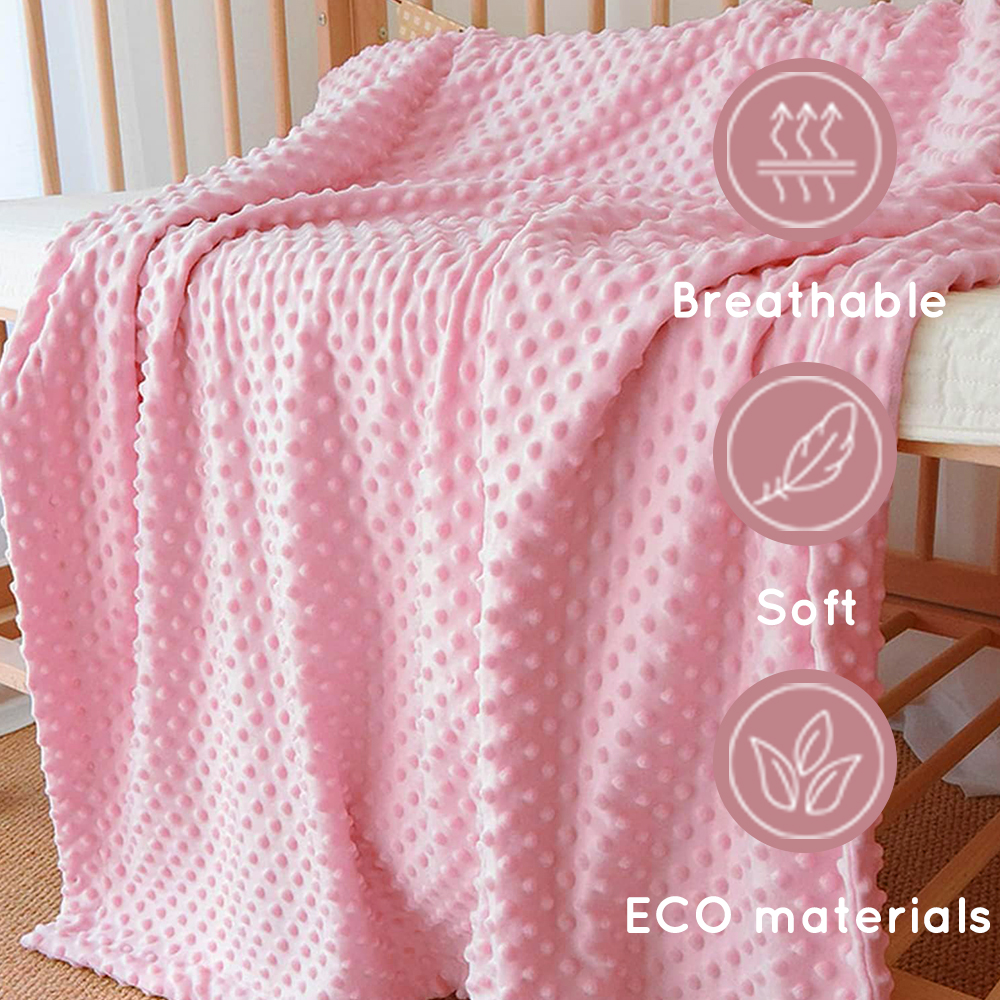 Breathable and soft eco-friendly minky dot blanket produced by professional baby bedding factory