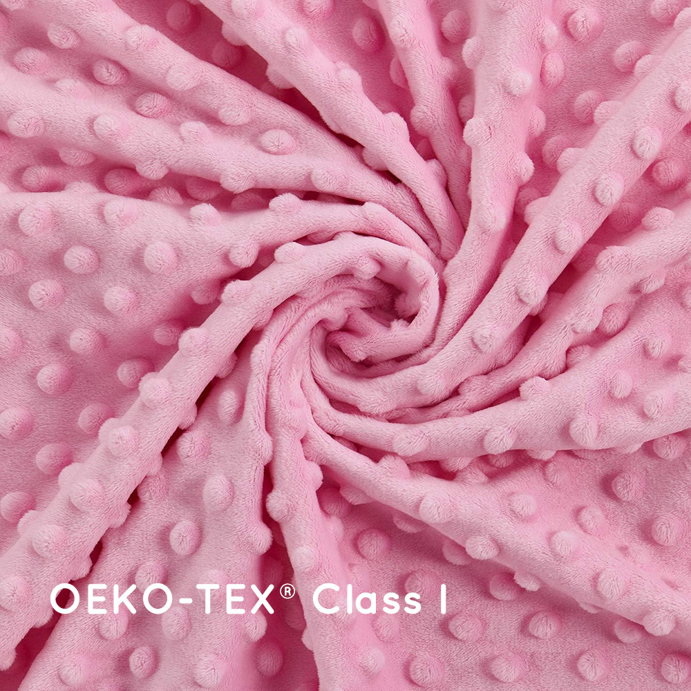 OEKO-TEX Class I certified minky dot fabric for private label baby blankets