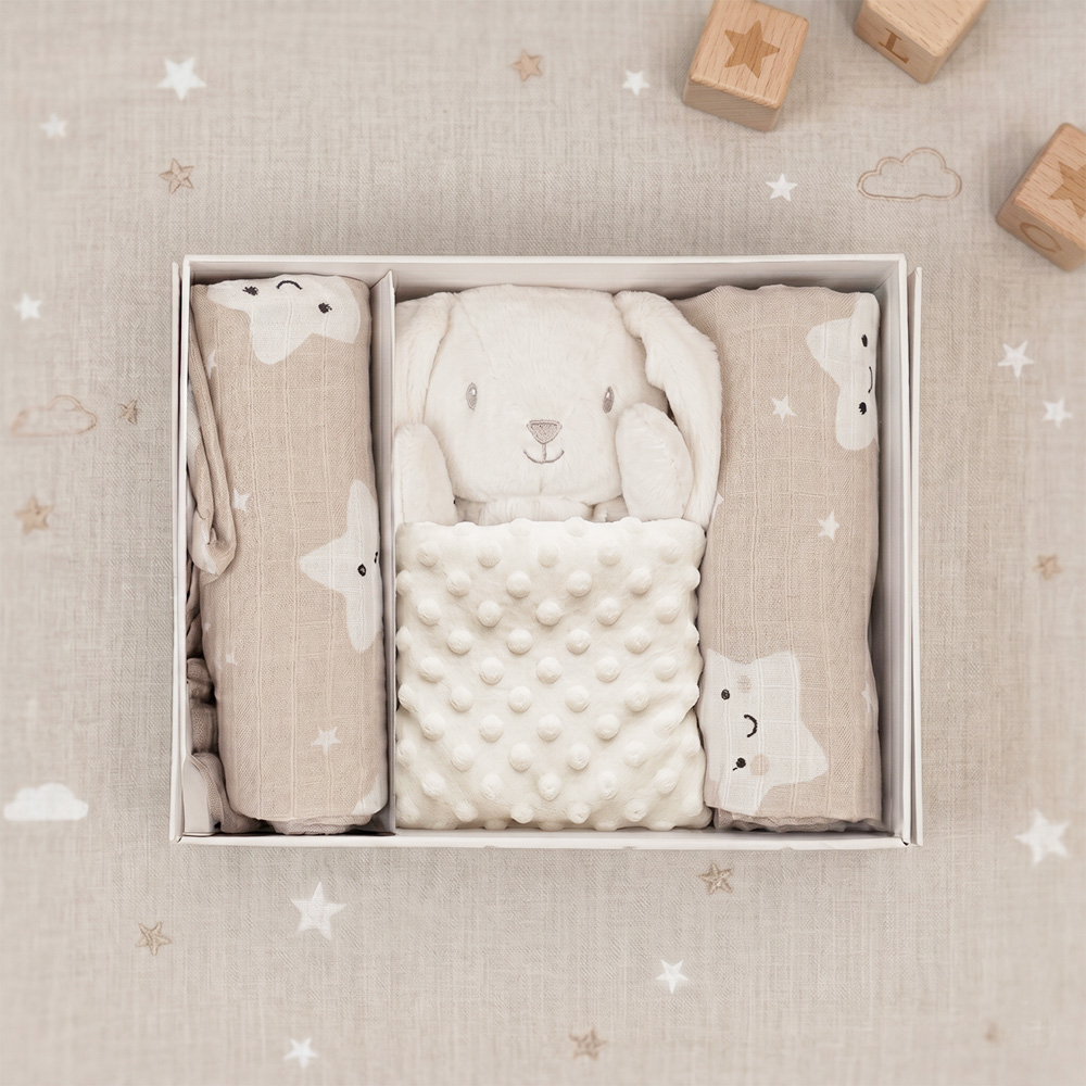 Custom Minky Lovey and Printed Muslin Swaddle Gift Set - OEM Baby Gift Box Manufacturer