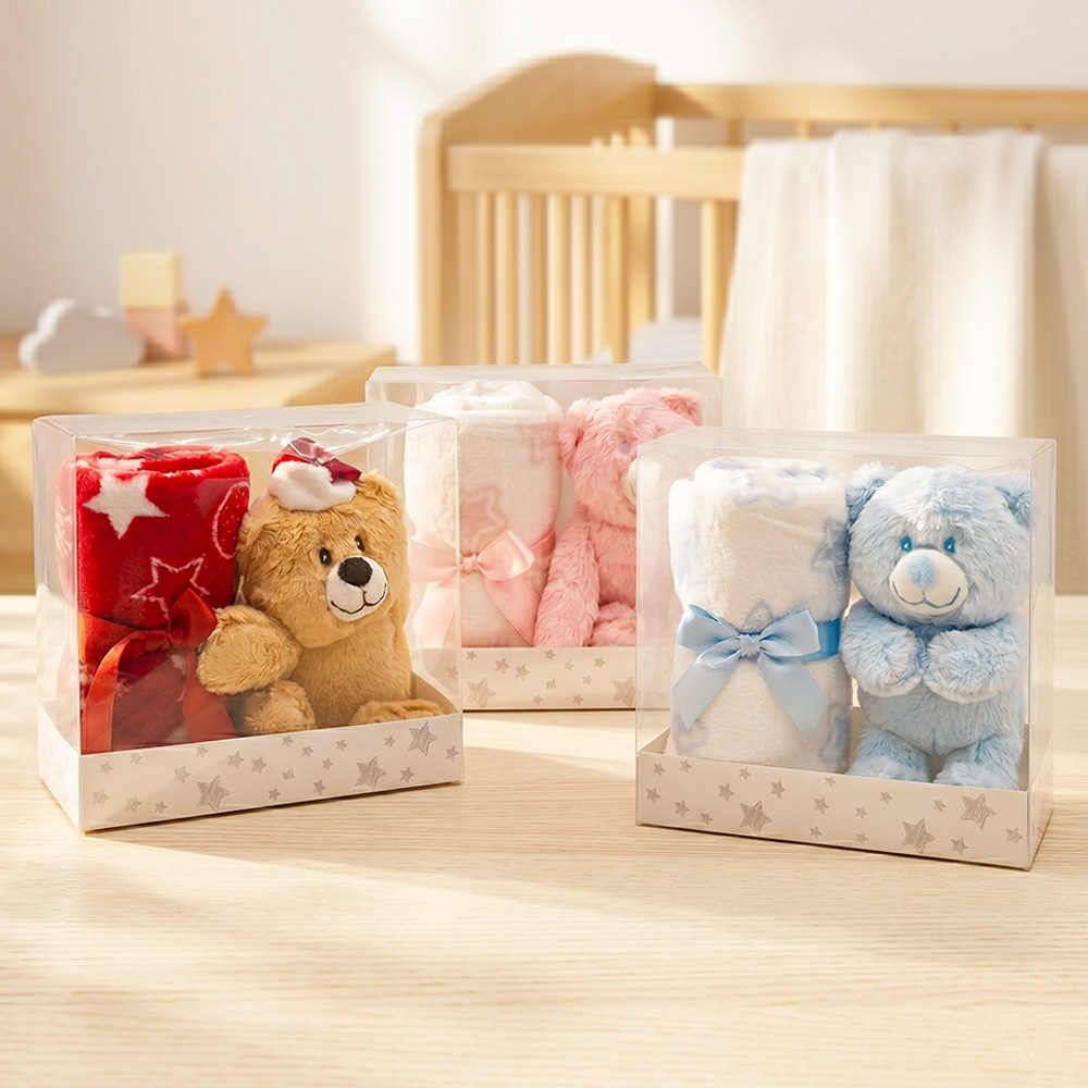 Custom Plush Toy and Printed Coral Fleece Blanket Gift Set - OEM Baby Textile Manufacturer