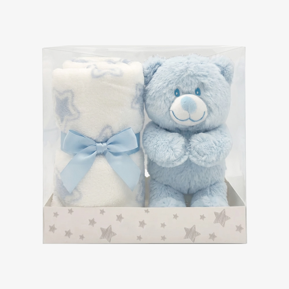 Plush Toy & Printed Coral Fleece Blanket Set