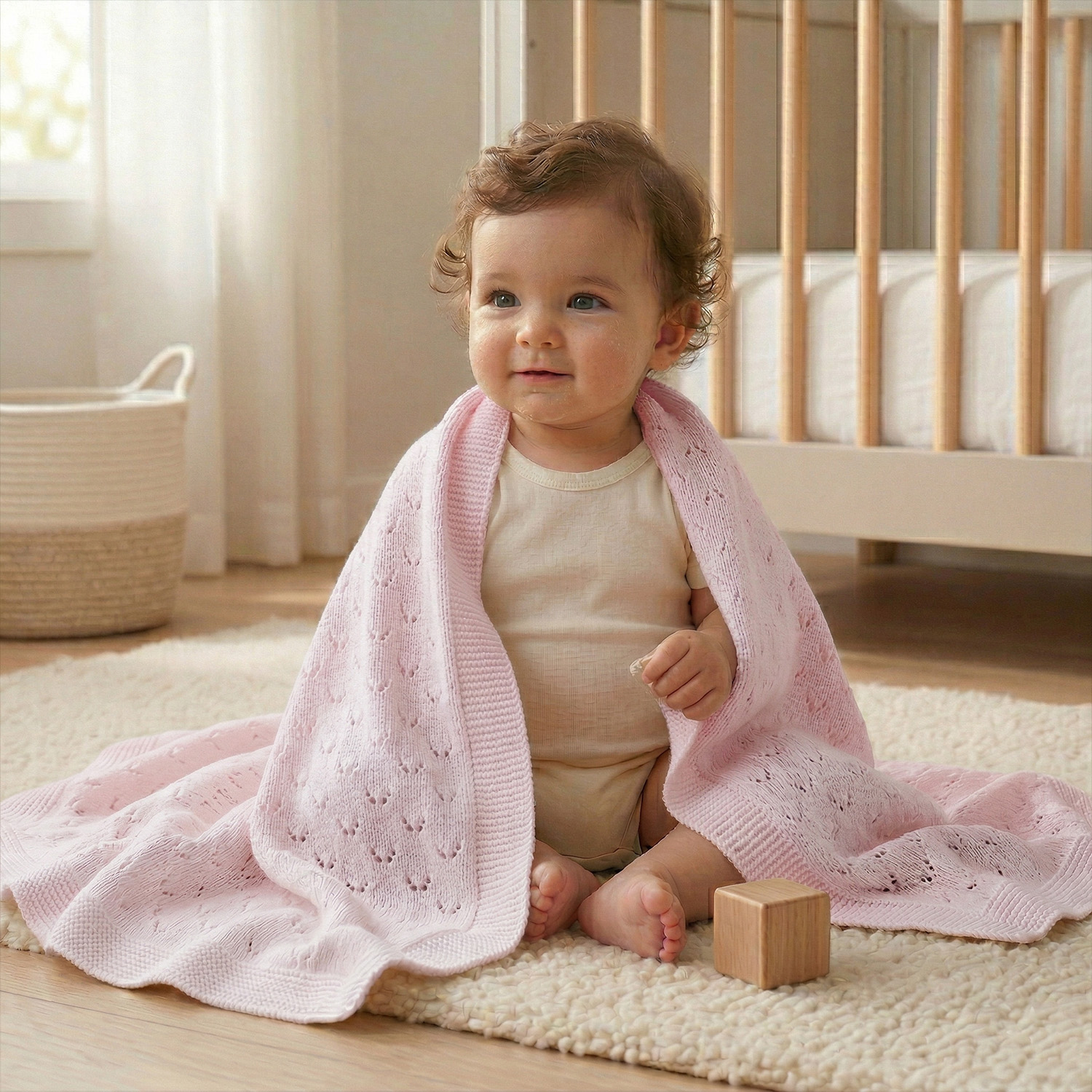 Soft breathable pointelle baby throw for private label brands and export-oriented suppliers
