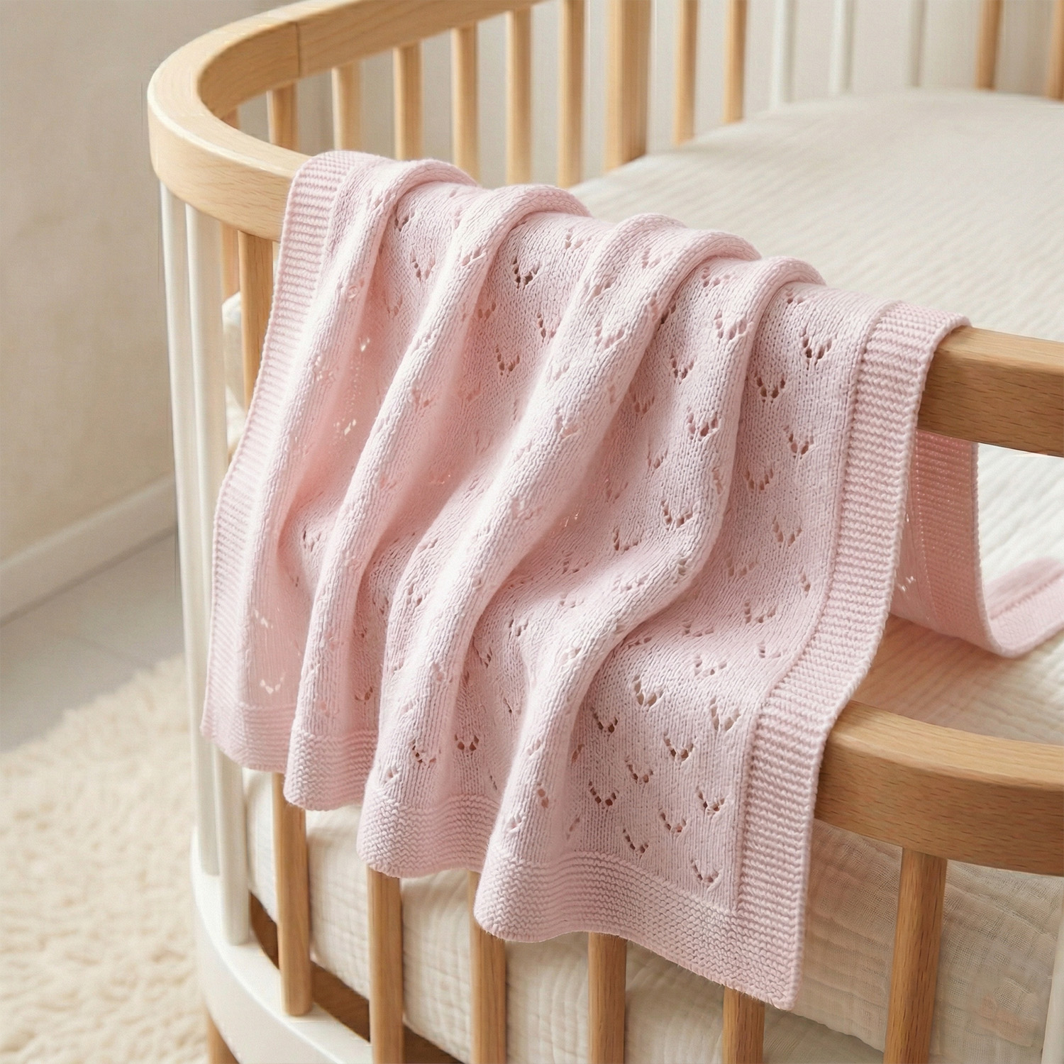 Pointelle polyester knitted baby blanket for bulk OEM production by professional manufacturer