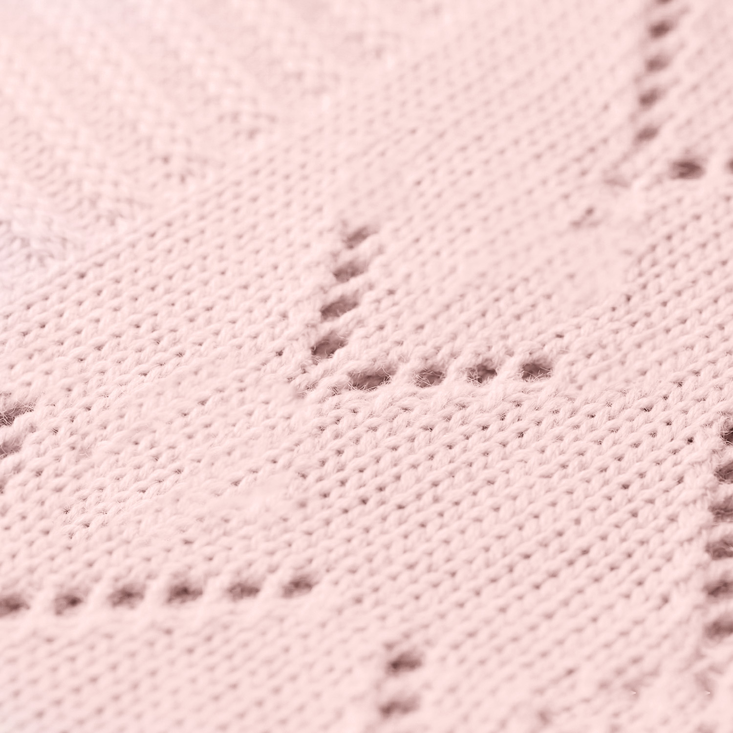 Close-up of delicate pointelle knit pattern for bespoke infant bedding factory projects