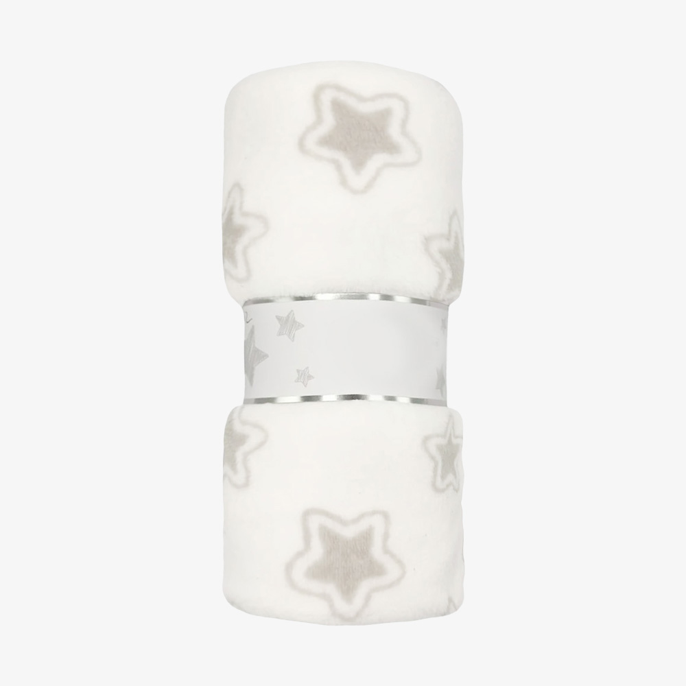 Variety of star print plush blankets produced for large-scale manufacturing and branding