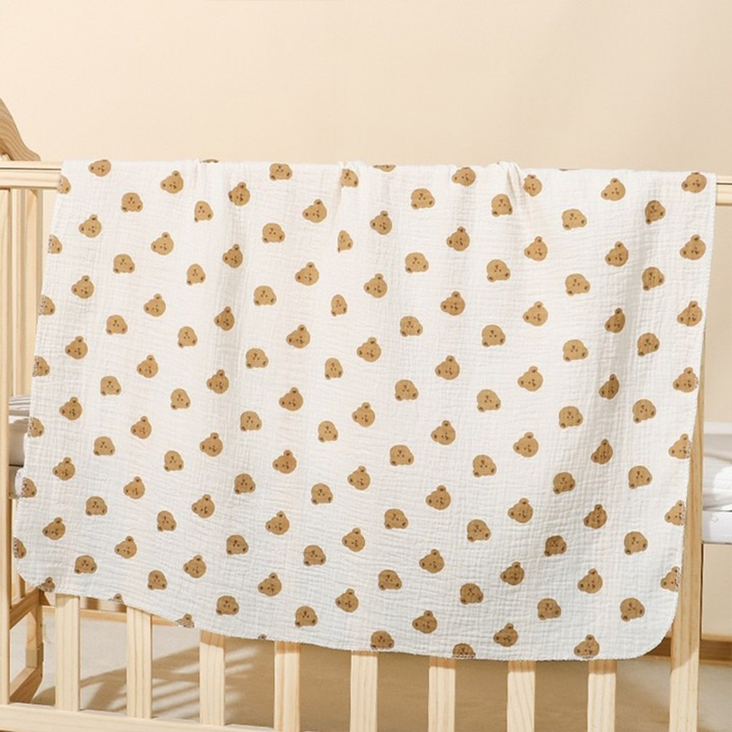 Printed double gauze cotton muslin swaddle blanket for bulk OEM orders by baby textile manufacturer