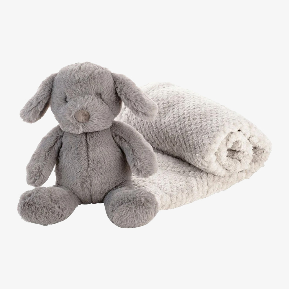 Plush Puppy and Fleece Blanket Baby Gift Set for Private Label