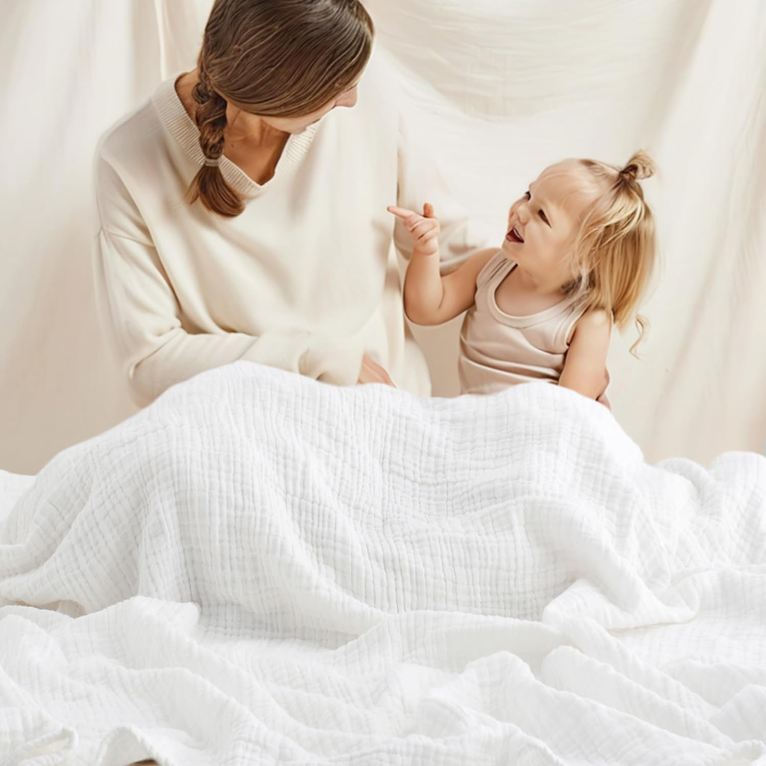 Bespoke soft cotton muslin blankets for private label baby nursery brands