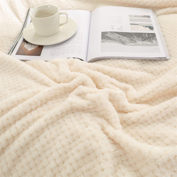 Cozy flannel waffle fleece blanket available for private label branding and bulk orders
