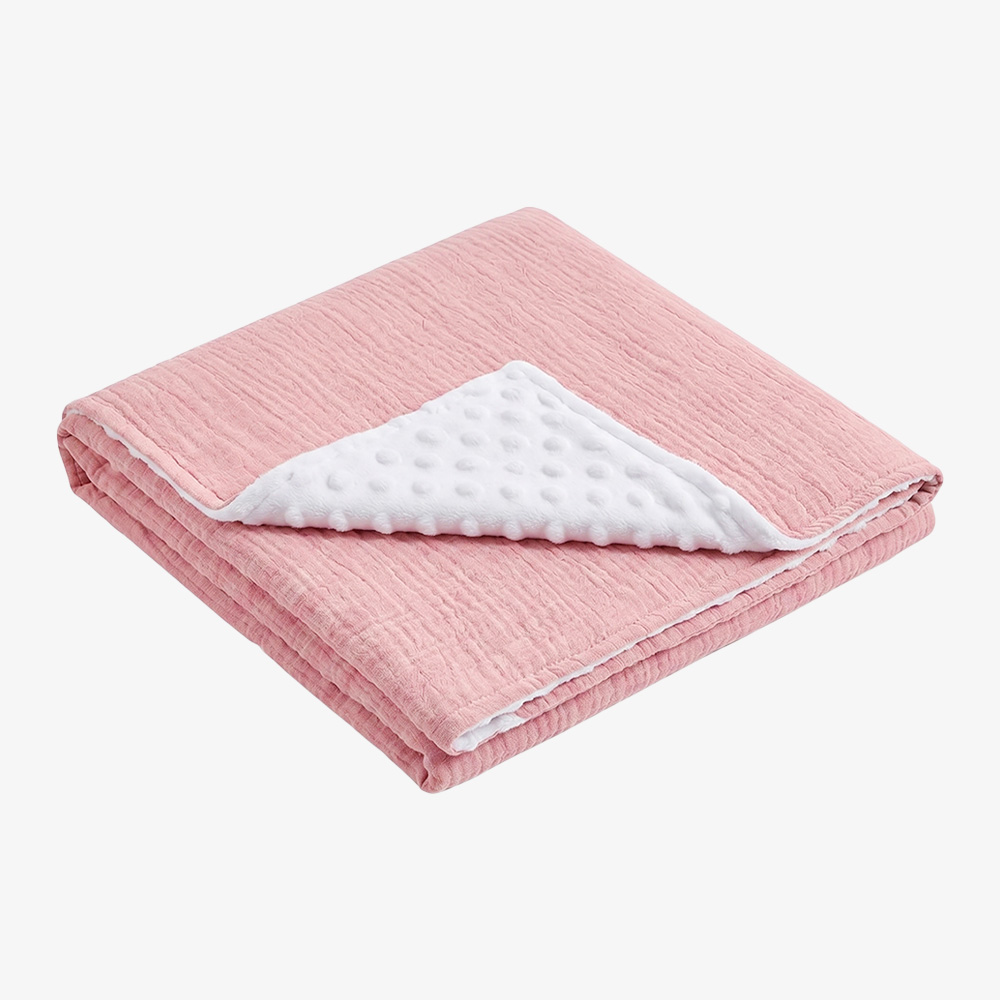 Muslin & Minky Dot Reversible Baby Blanket