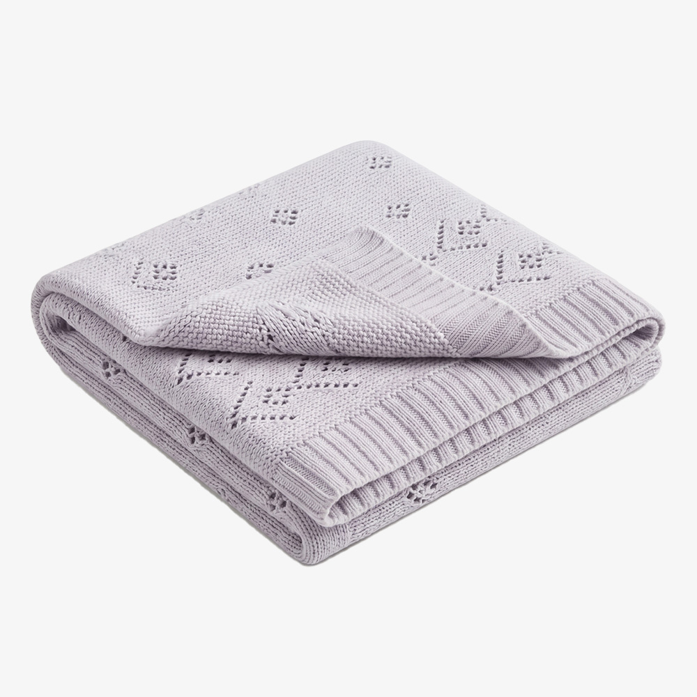 Pointelle Polyester Knitted Baby Blanket