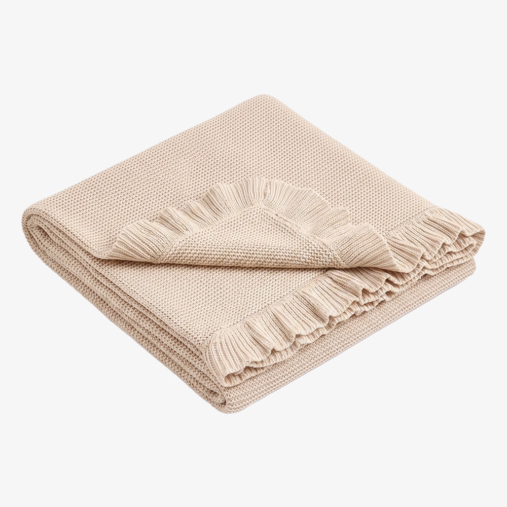 Ruffle Cotton Knitted Baby Blanket