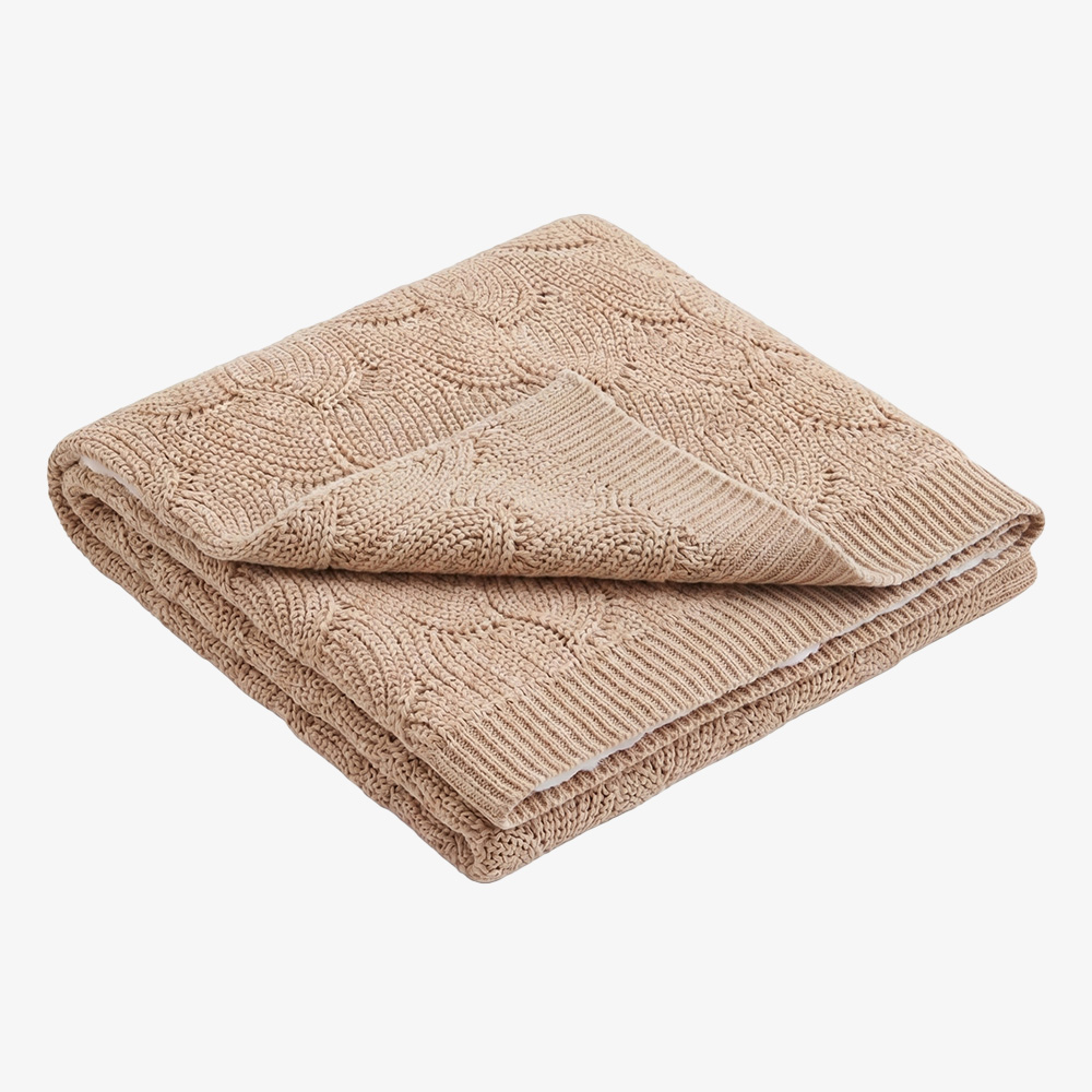 Wave Pattern Cotton Knitted Baby Blanket