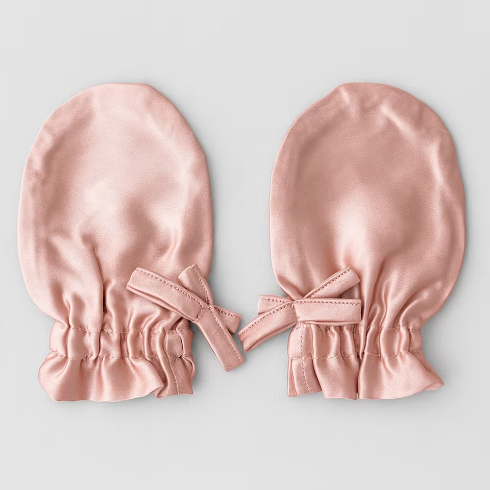 Pink Anti-Scratch Silk Baby Mittens - BSCI Audited Factory Direct Wholesale