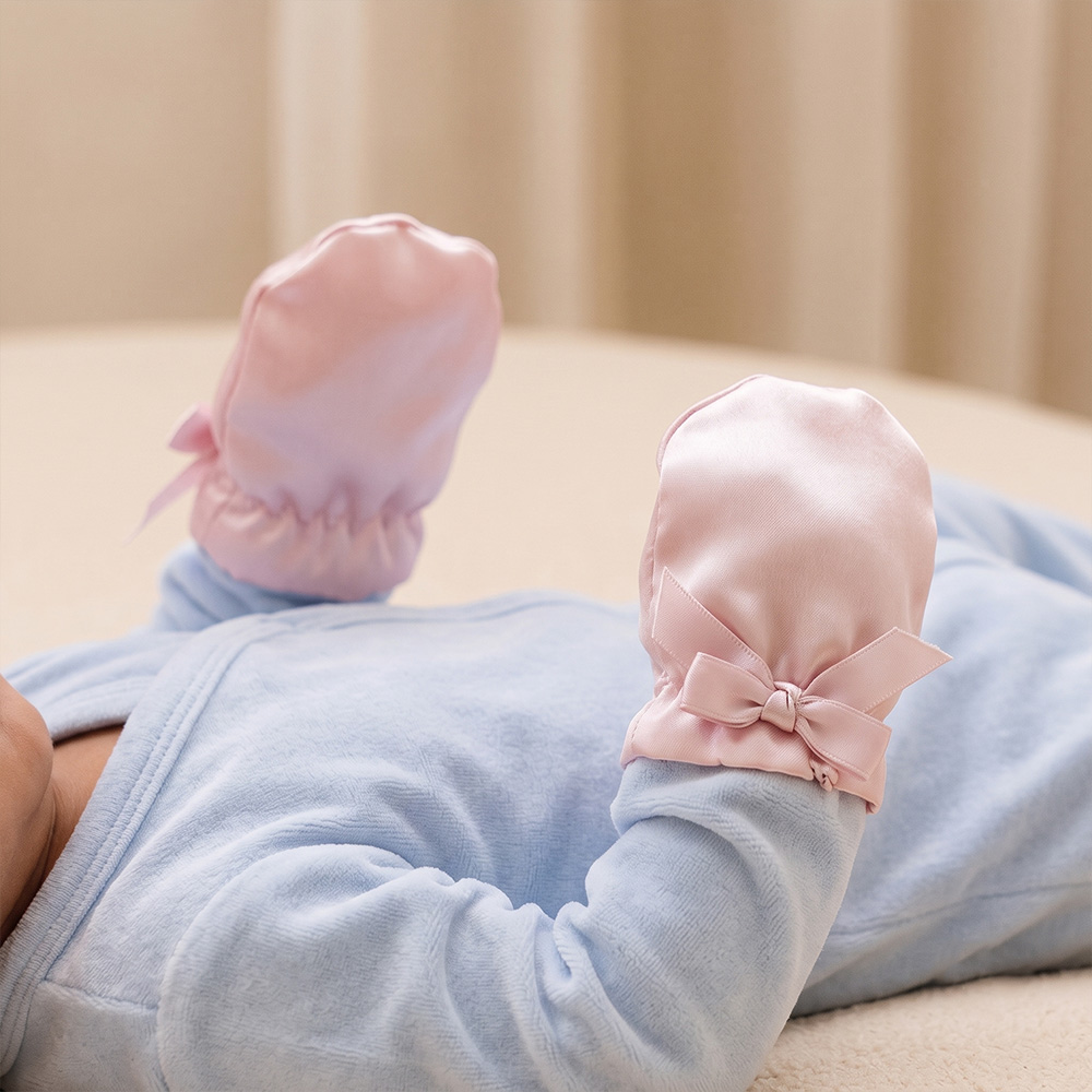 OEKO-TEX Certified Silk Baby Mittens in Use - Custom OEM Manufacturer